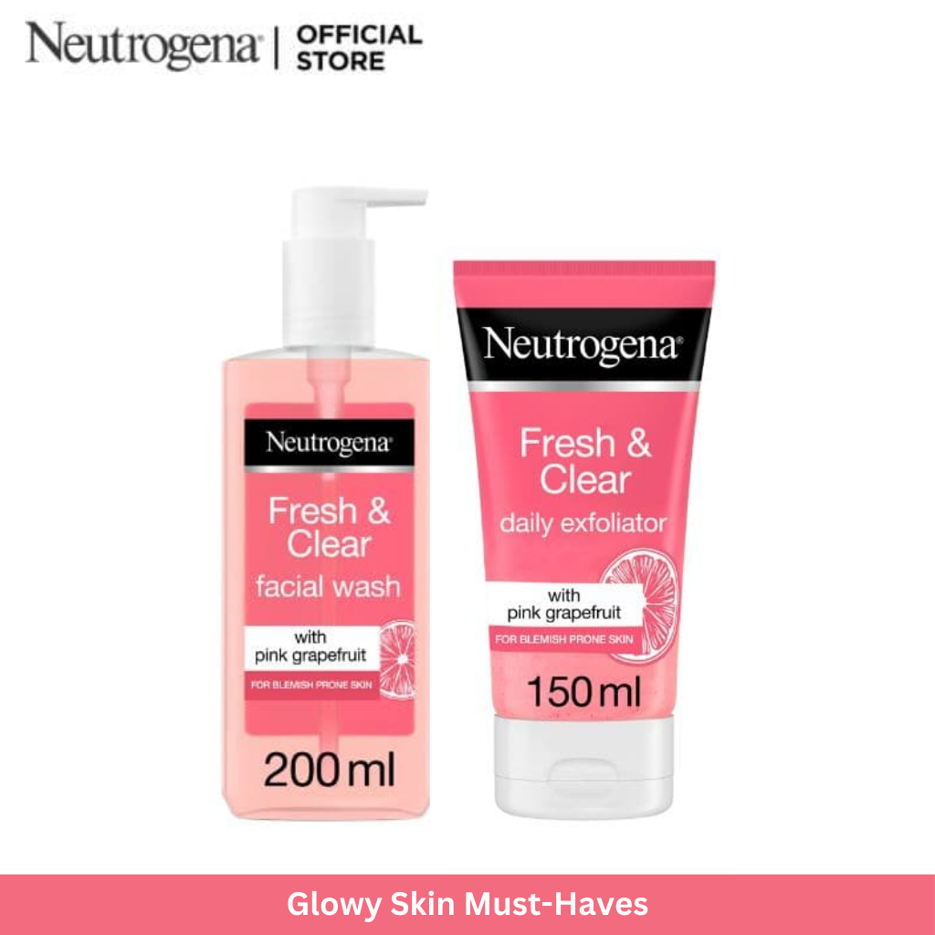 Neutrogena Fresh & Clear Pink Grapefruit Facial Wash 200ml + Daily Scrub 150ml