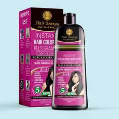Hair Energy 100 Organic Aloevera GelInstant Hair Coloring Shampoo+Conditioner (Black)