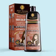 Hair Energy 100 Organic Aloevera GelInstant Hair Coloring Shampoo + Conditioner (Walnut Brown Colour )