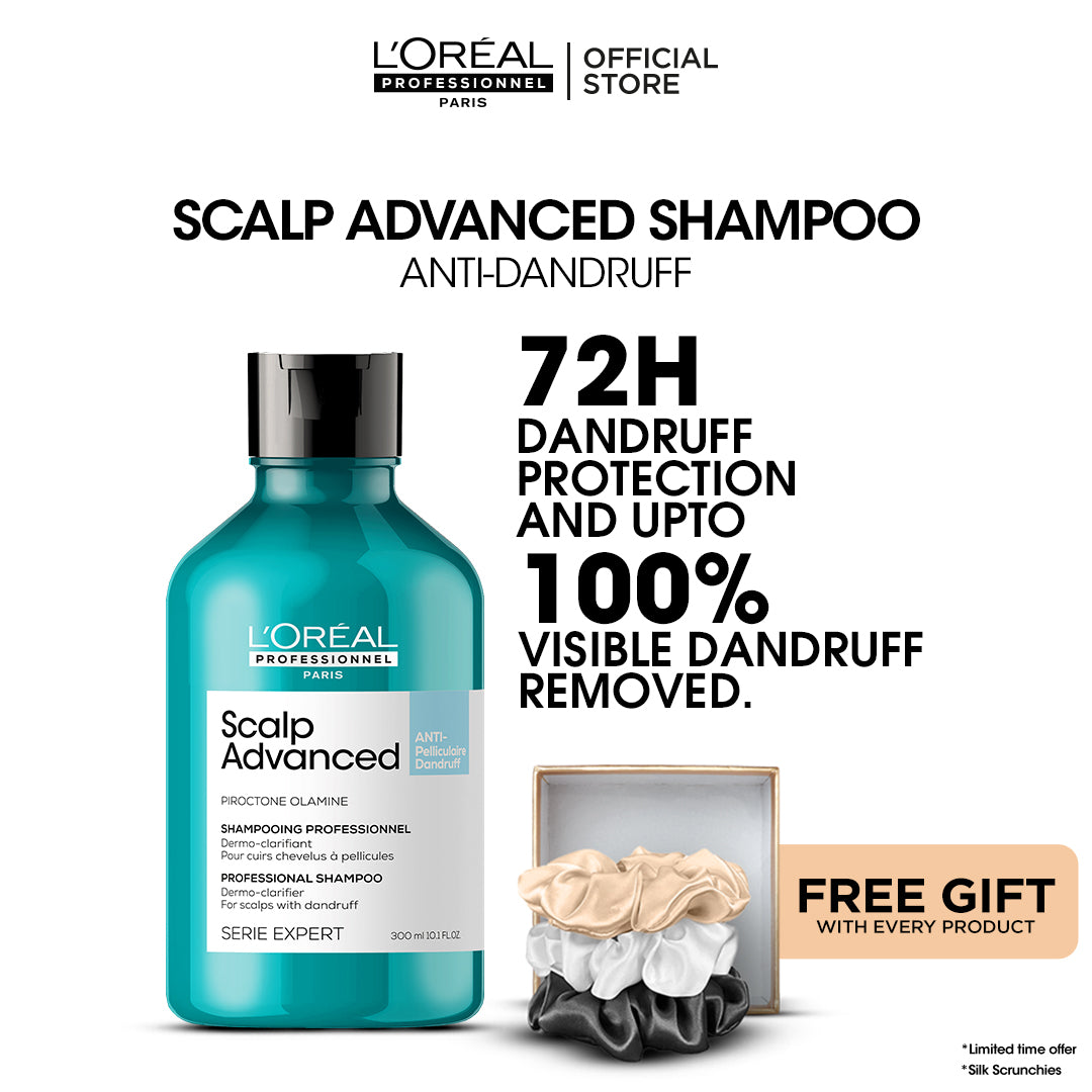 Loreal Professionnel Serie Expert Scalp Advanced Anti-Dandruff Shampoo 300ml + Free Silk Scrunchies