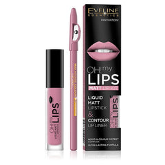 Eveline Oh! My Lips Liquid Matt Lipstick & Liner - 3 Rose Nude
