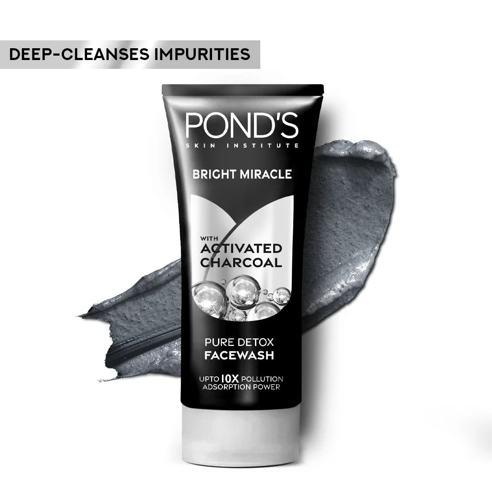 POND'S Bright Miracle Detox Facewash | 10X Power of Activated Charcoal- 100g