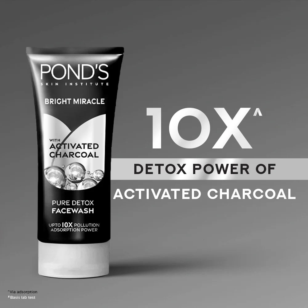 POND'S Bright Miracle Detox Facewash | 10X Power of Activated Charcoal- 100g