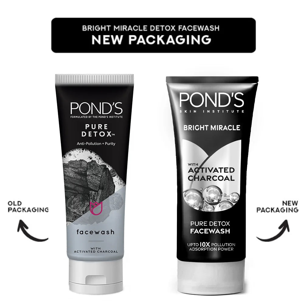 POND'S Bright Miracle Detox Facewash | 10X Power of Activated Charcoal- 100g