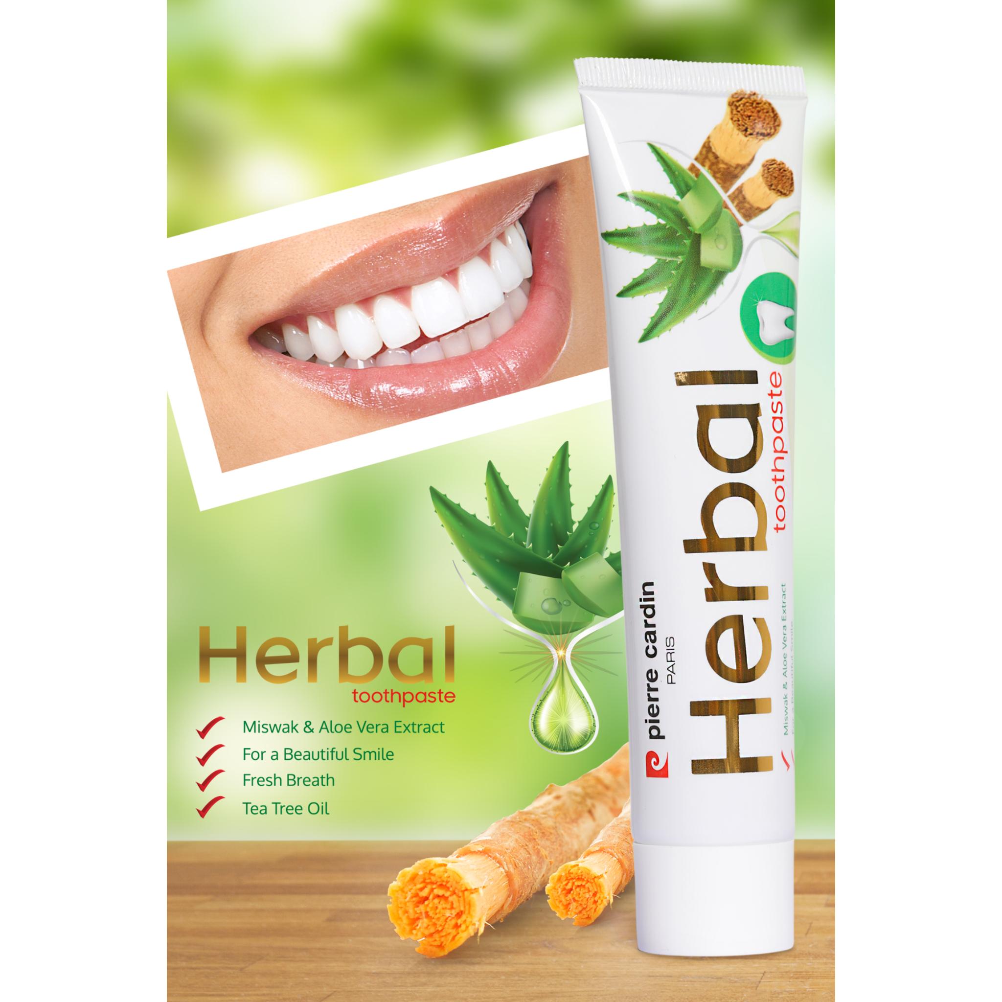 Pierre Cardin Paris Herbal Toothpaste with Aloe Vera & Miswak & Tea Tree