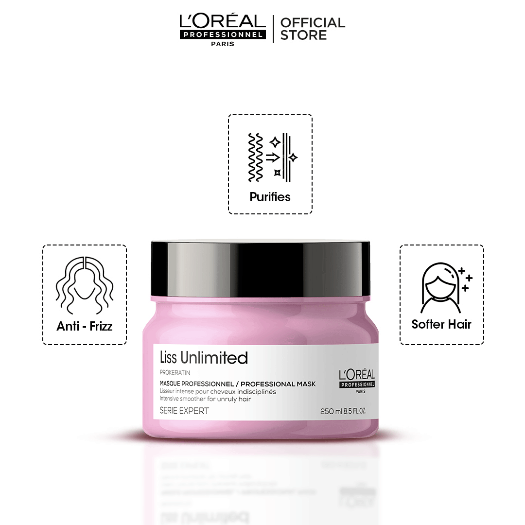 Loreal Professionnel Serie Expert Liss Unlimited Mask - 250ml - For Frizzy Hair & Straightened Hair