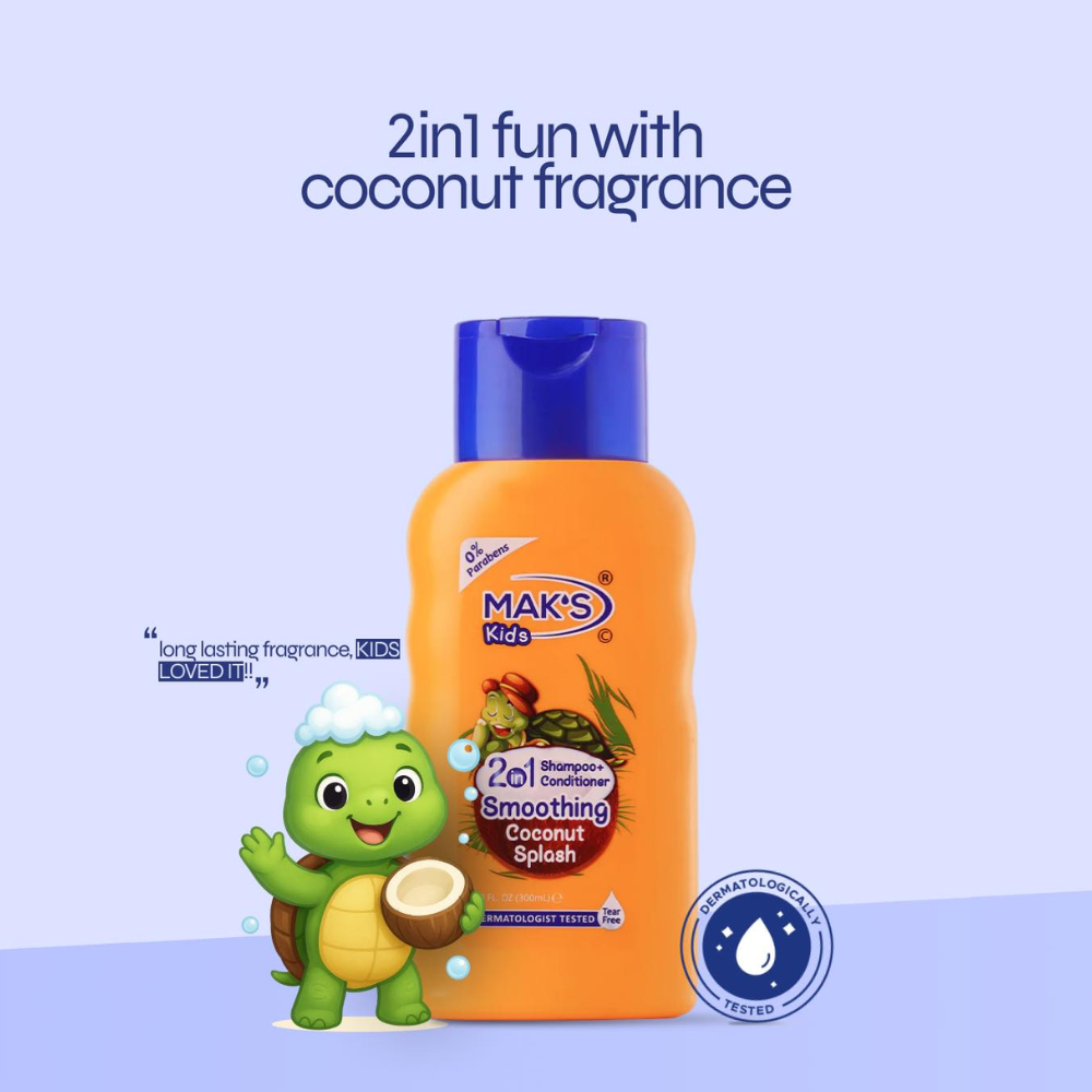 MAK’S Kids 2in1 Shampoo + Cond Coconut Splash 300ml