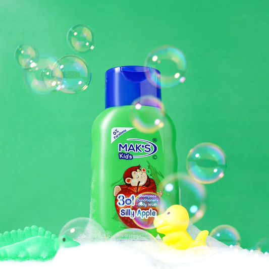 MAK’S Kids 3in1 Shampoo + Cond + Body Wash Silly Apple 300ml