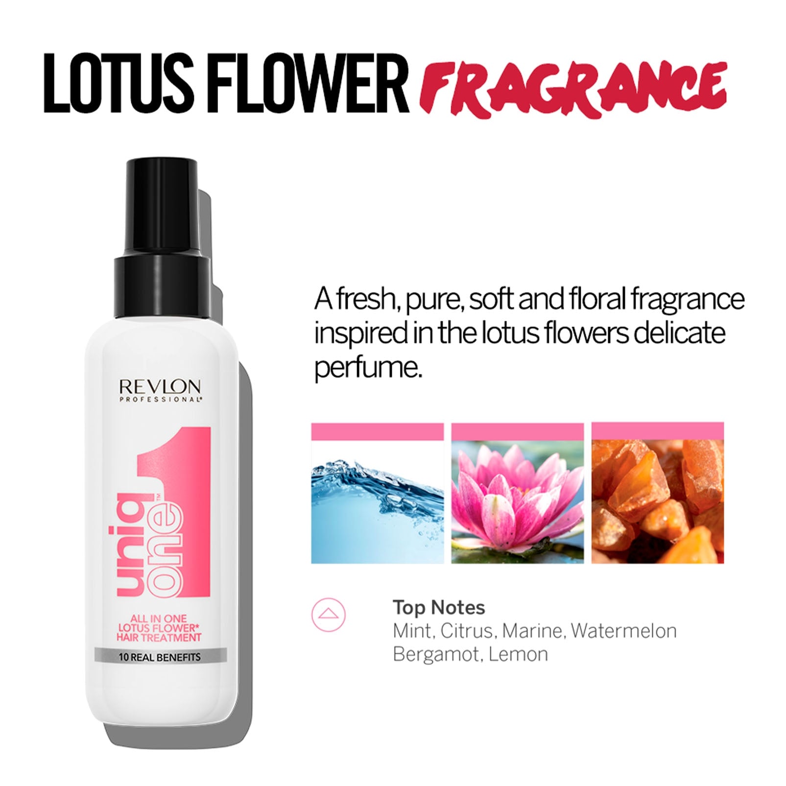Revlon Professional UniqONE™ Repair Hair Spray Leave-In Treatment - 150ml - "All-in-One" 10 Benefits Hair Serum - Lotus Fragrance