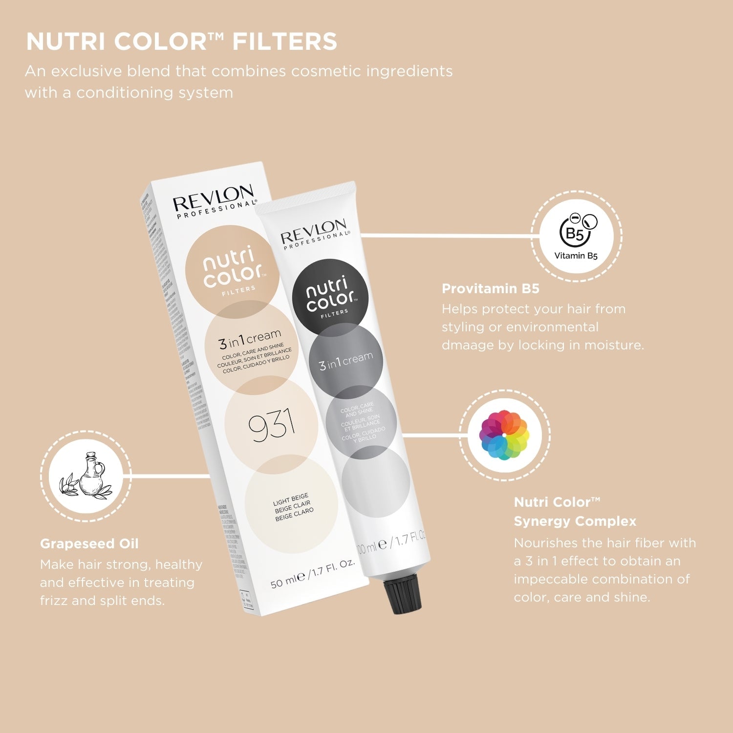 Revlon Professional Nutri Color™ Filters 3-In-1 Hair Color - Light Beige 931 - 50ml