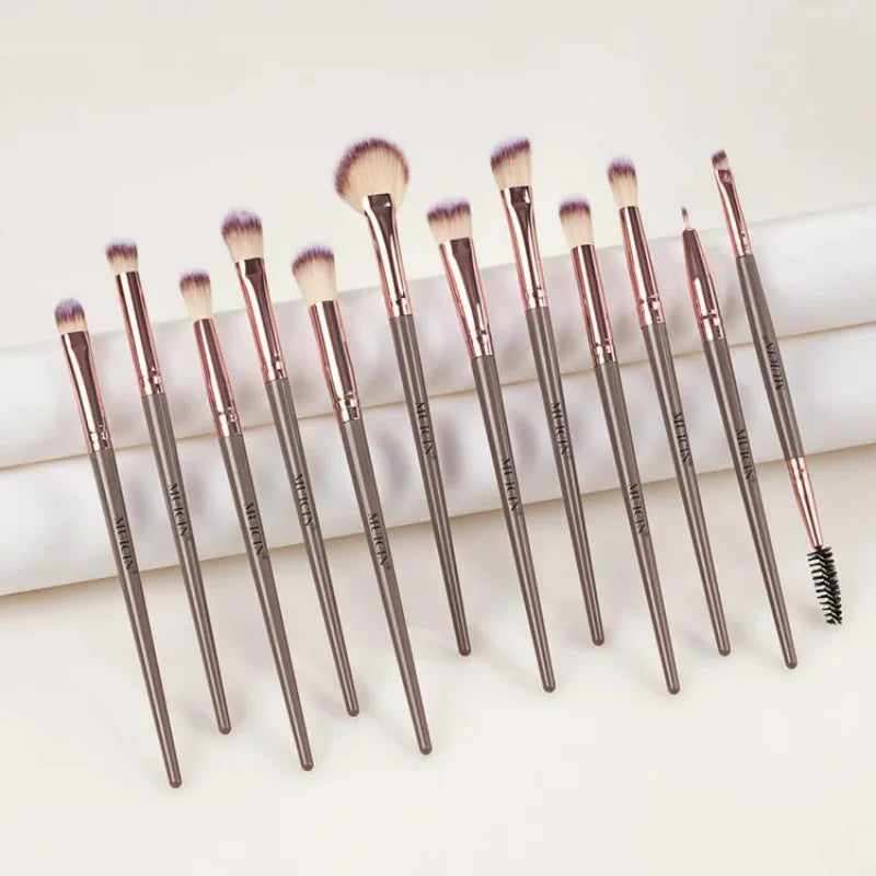 Muicin 12 Pieces Complete Vegan Eyebrush Set With Pouch