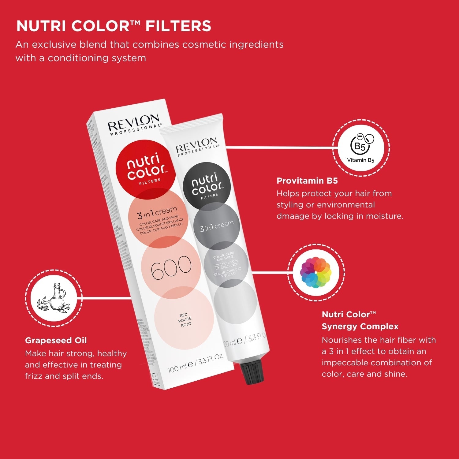 Revlon Professional Nutri Color™ Filters 3-In-1 Hair Color - Red 600 - 100ml
