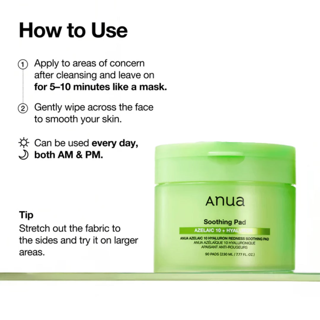 Anua Azelaic 10 Hyaluron Redness Soothing Pad 90 Pads