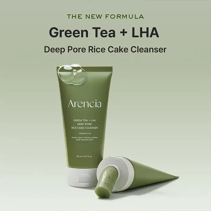 Arencia Green Tea + LHA Deep Pore Rice Cake Cleanser - 150g
