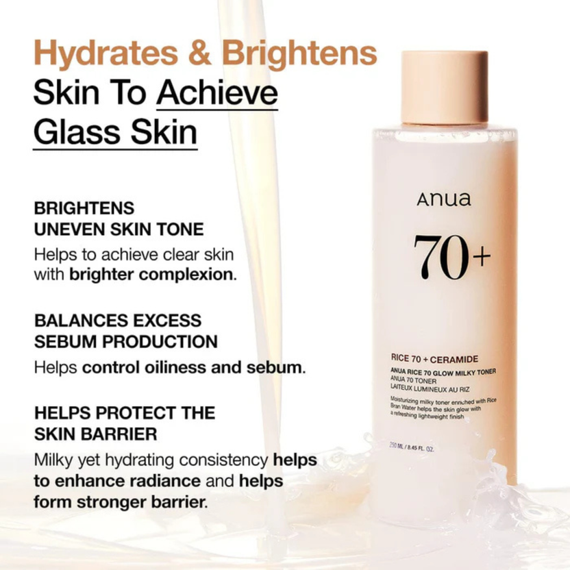 Anua Rice 70 Ceramide Glow Milky Toner - 250ml
