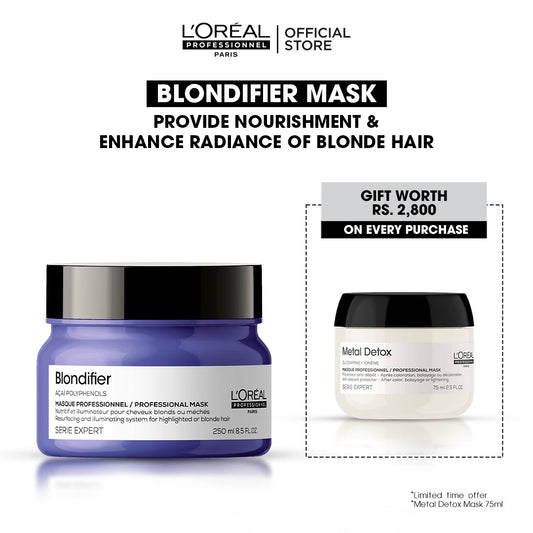 Loreal Professionnel Serie Expert Blondifier Mask - 250ml + Free Metal Detox Mask - 75ml