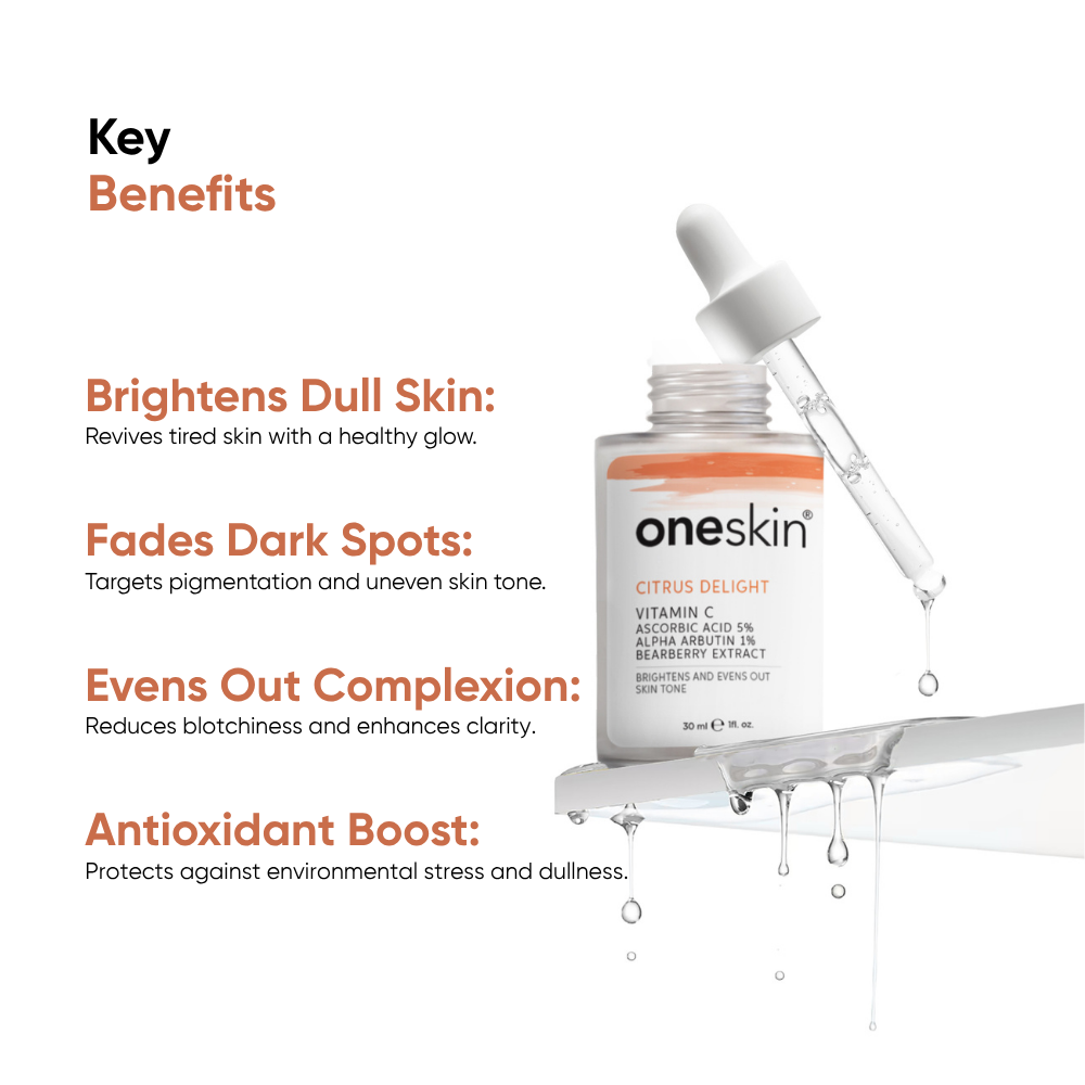 Oneskin Citrus Delight - Vitamin C 5%, Alpha Arbutin 1%. Bearberry - 30ml