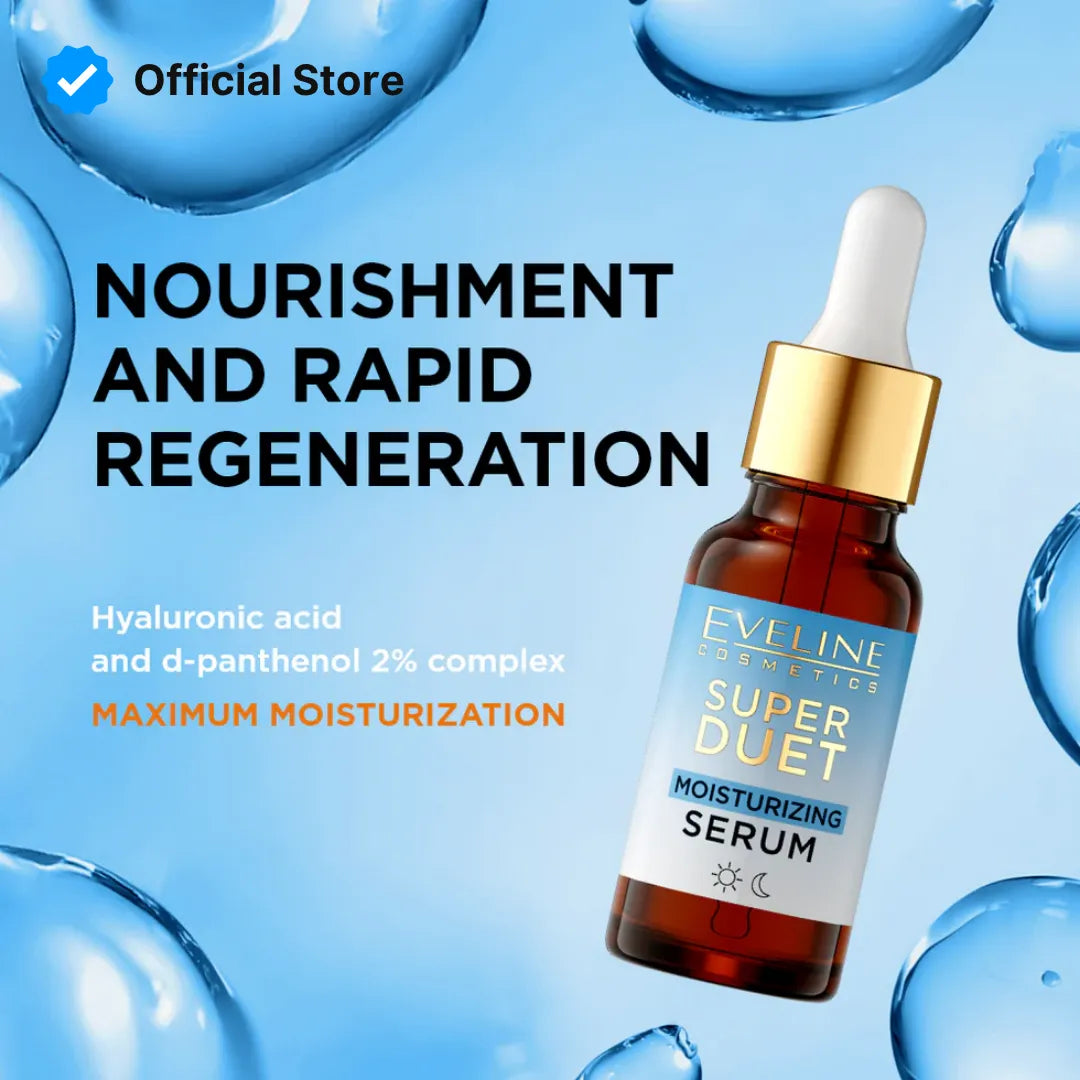 Eveline Super Duet 2% Hyaluronic Acid & D-Panthenol Moisturizing Serum - 18ml