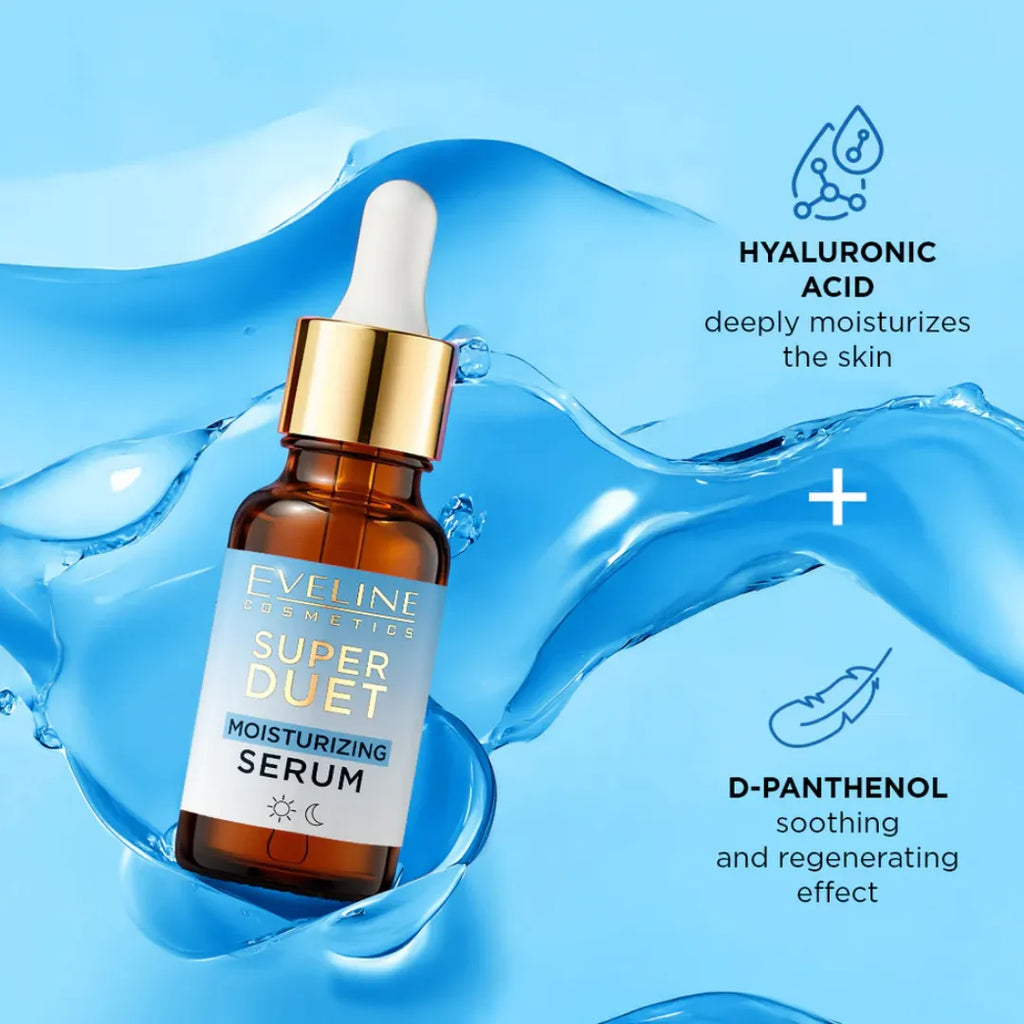 Eveline Super Duet 2% Hyaluronic Acid & D-Panthenol Moisturizing Serum - 18ml