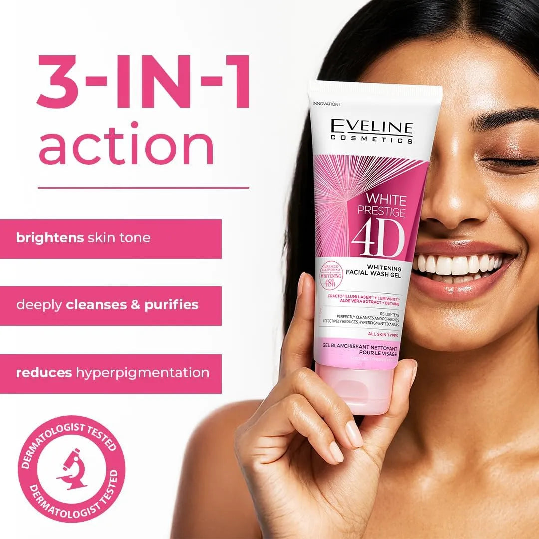 Eveline White Prestige 4D Brightening Face Wash Gel - 100ml