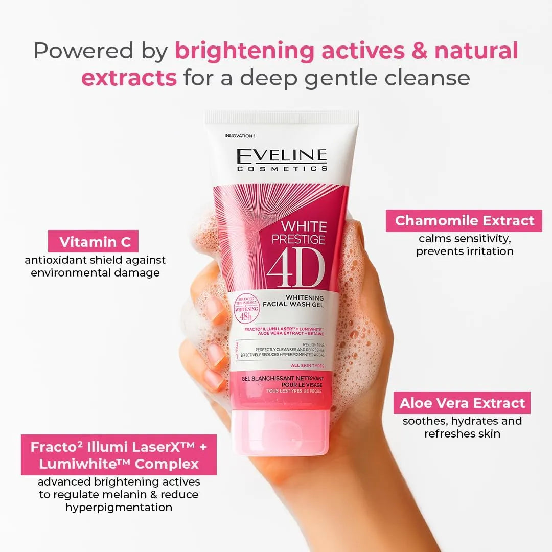 Eveline White Prestige 4D Brightening Face Wash Gel - 100ml