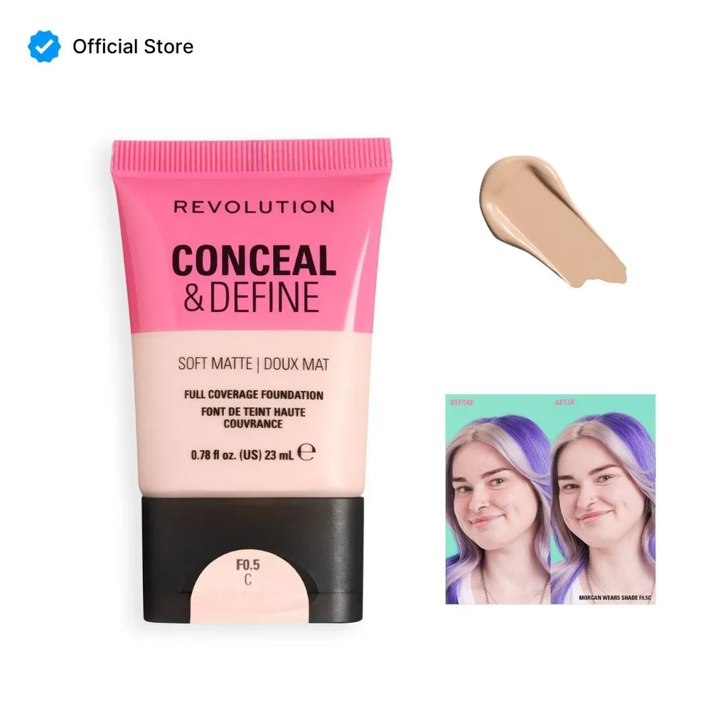 Makeup Revolution Conceal & Define Soft Matte Tube Foundation - 23ml
