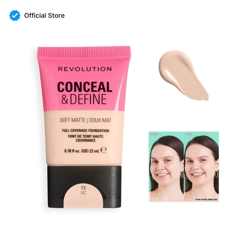 Makeup Revolution Conceal & Define Soft Matte Tube Foundation - 23ml