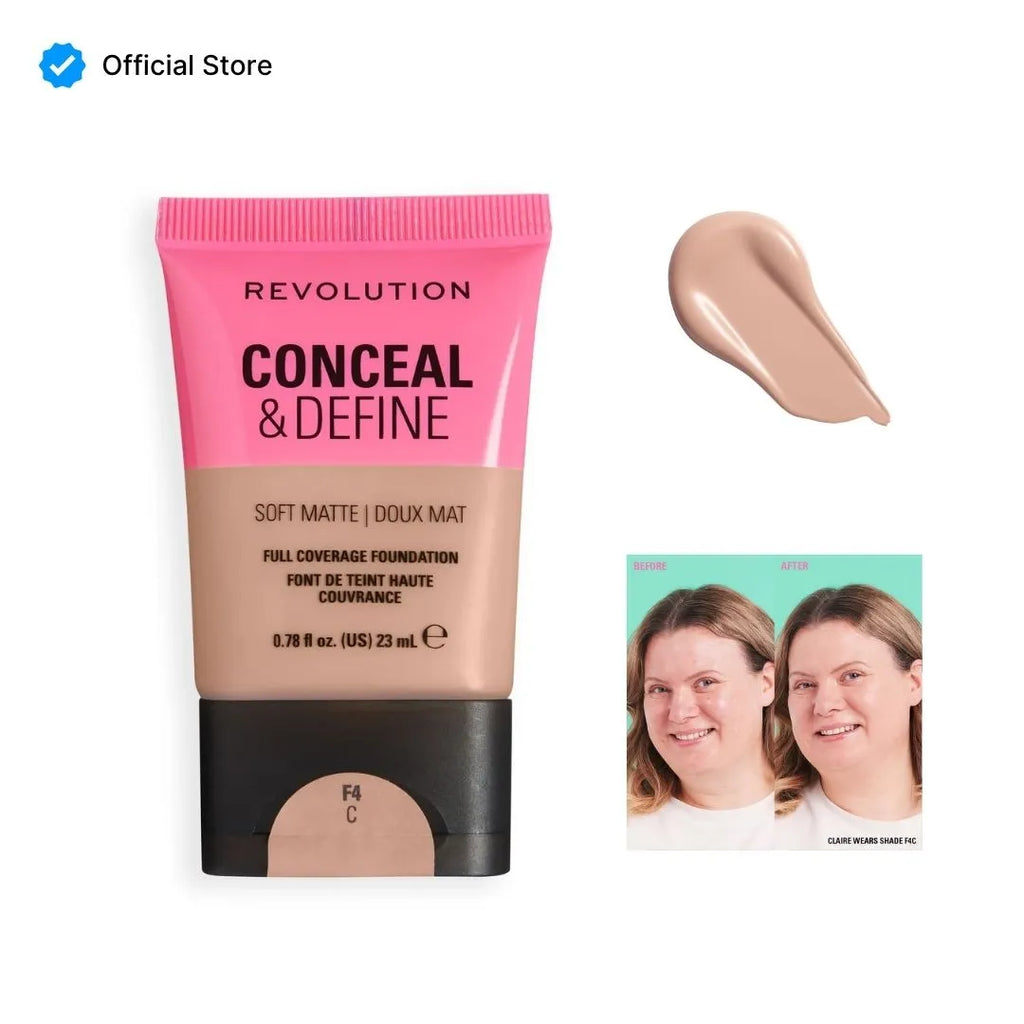 Makeup Revolution Conceal & Define Soft Matte Tube Foundation - 23ml