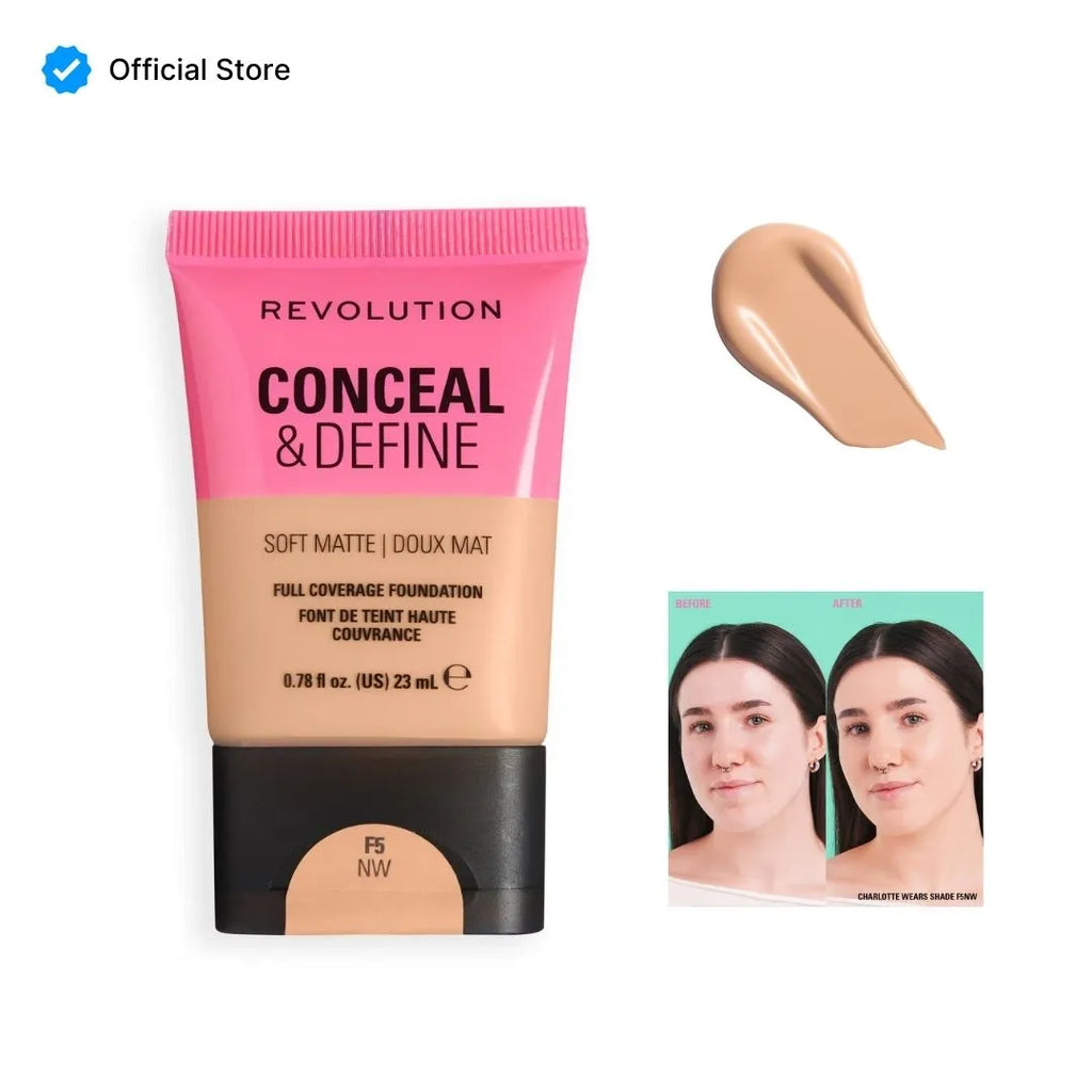 Makeup Revolution Conceal & Define Soft Matte Tube Foundation - 23ml