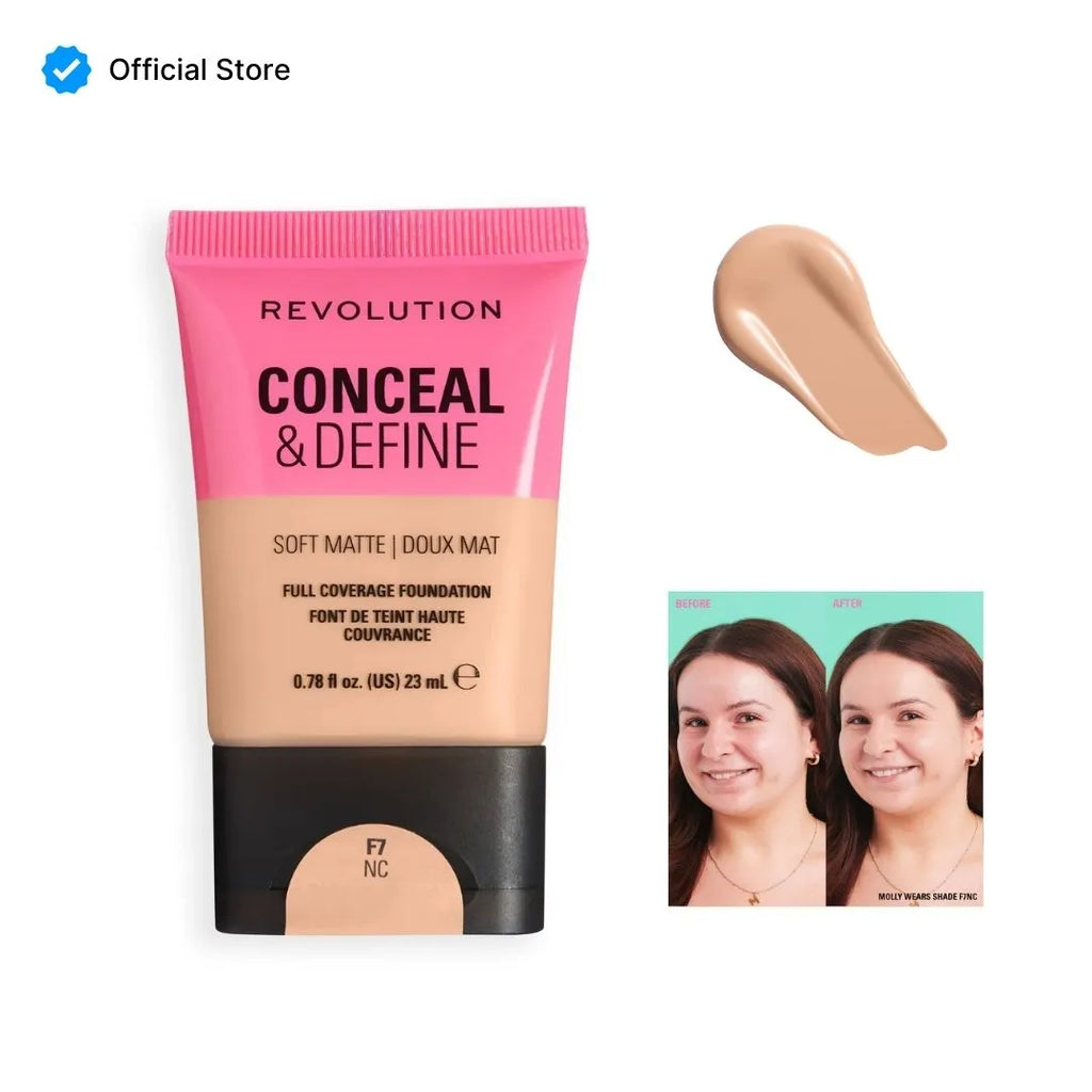 Makeup Revolution Conceal & Define Soft Matte Tube Foundation - 23ml