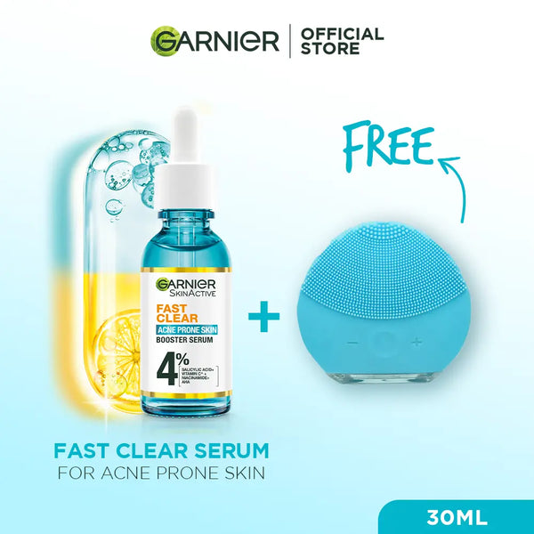 Garnier Fast Clear Serum For Acne Prone Skin - 30ml + Free Massager