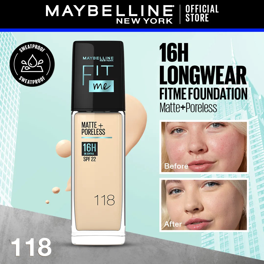 Maybelline Fit Me Matte & Poreless Liquid Foundation | Extra Coverage