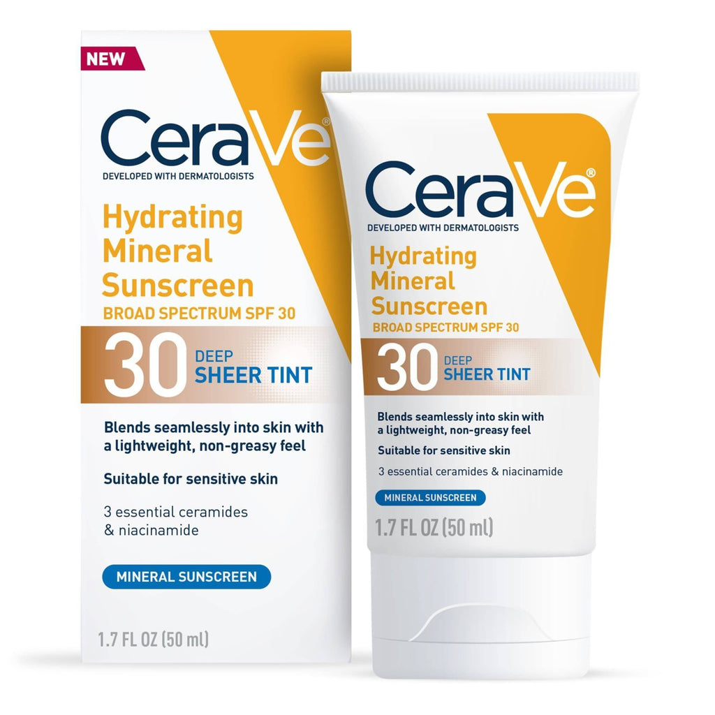 CeraVe Hydrating Mineral Tinted Face Sunscreen SPF 30 Deep 50ml front