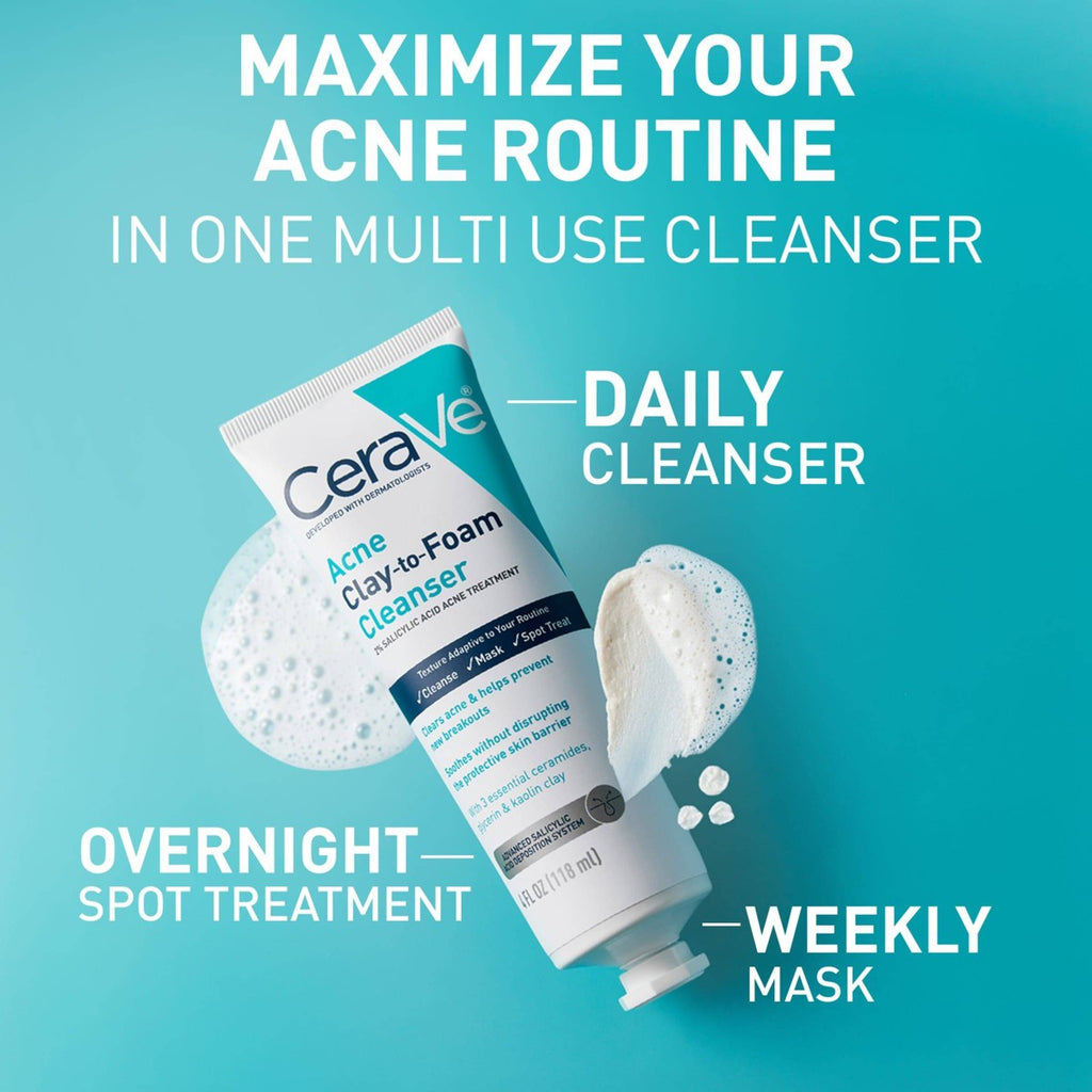 CeraVe Acne Clay-to-Foam Cleanser clay-to-foam texture demonstration