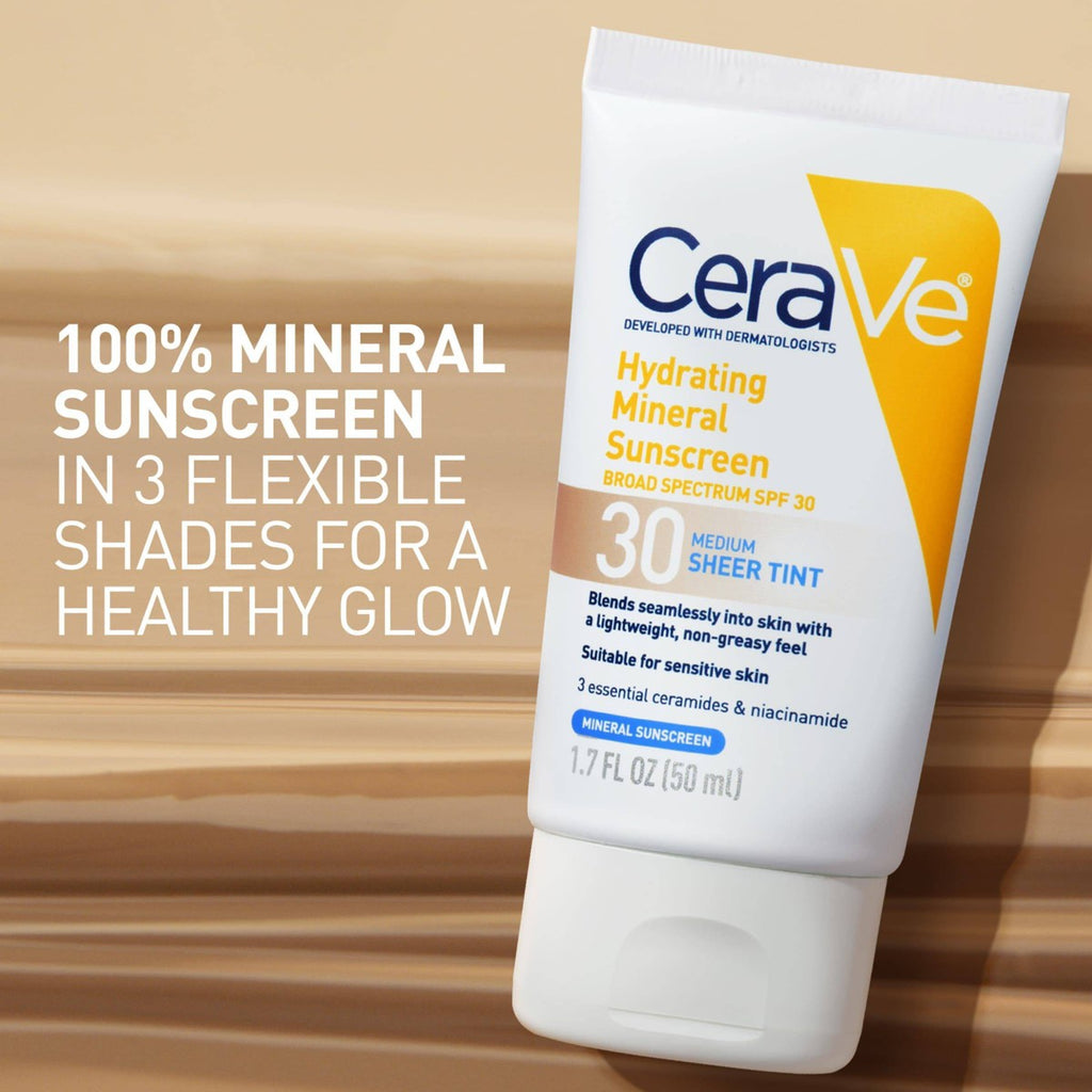 CeraVe Tinted Mineral Sunscreen SPF 30 100% mineral zinc oxide titanium dioxide