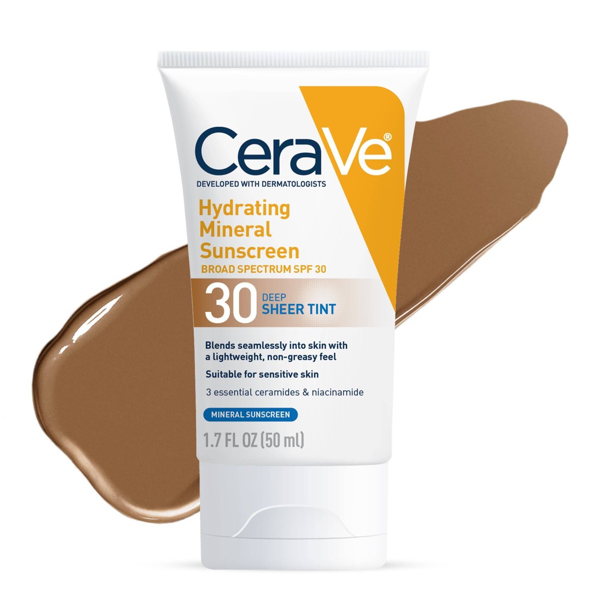 CeraVe Tinted Mineral Sunscreen SPF 30 Deep shade ingredients ceramides niacinamide