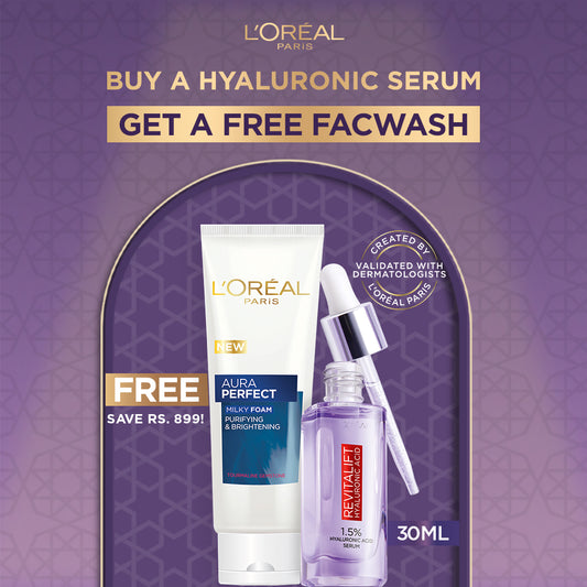 BUY A HYALURONIC SERUM 30ML, GET A FREE FACEWASH