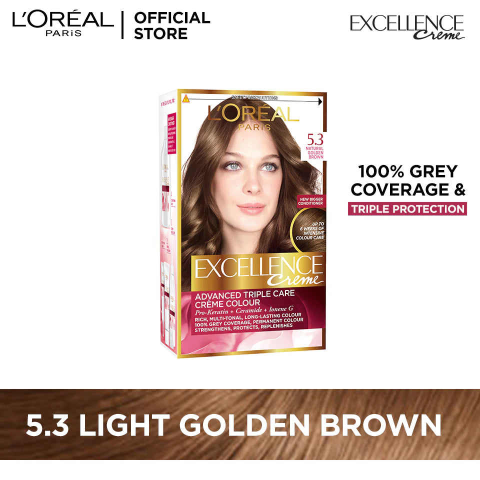 L Oreal Paris Excellence Creme Hair Colour 5 3 Light Golden Brown L Oreal Paris Excellence Creme Hair Colour 5 3 Light Golden Brown