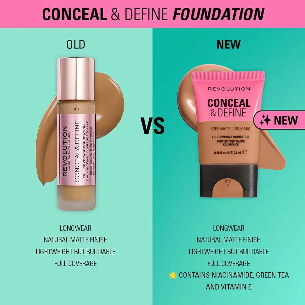 Makeup Revolution Conceal & Define Soft Matte Tube Foundation - 23ml