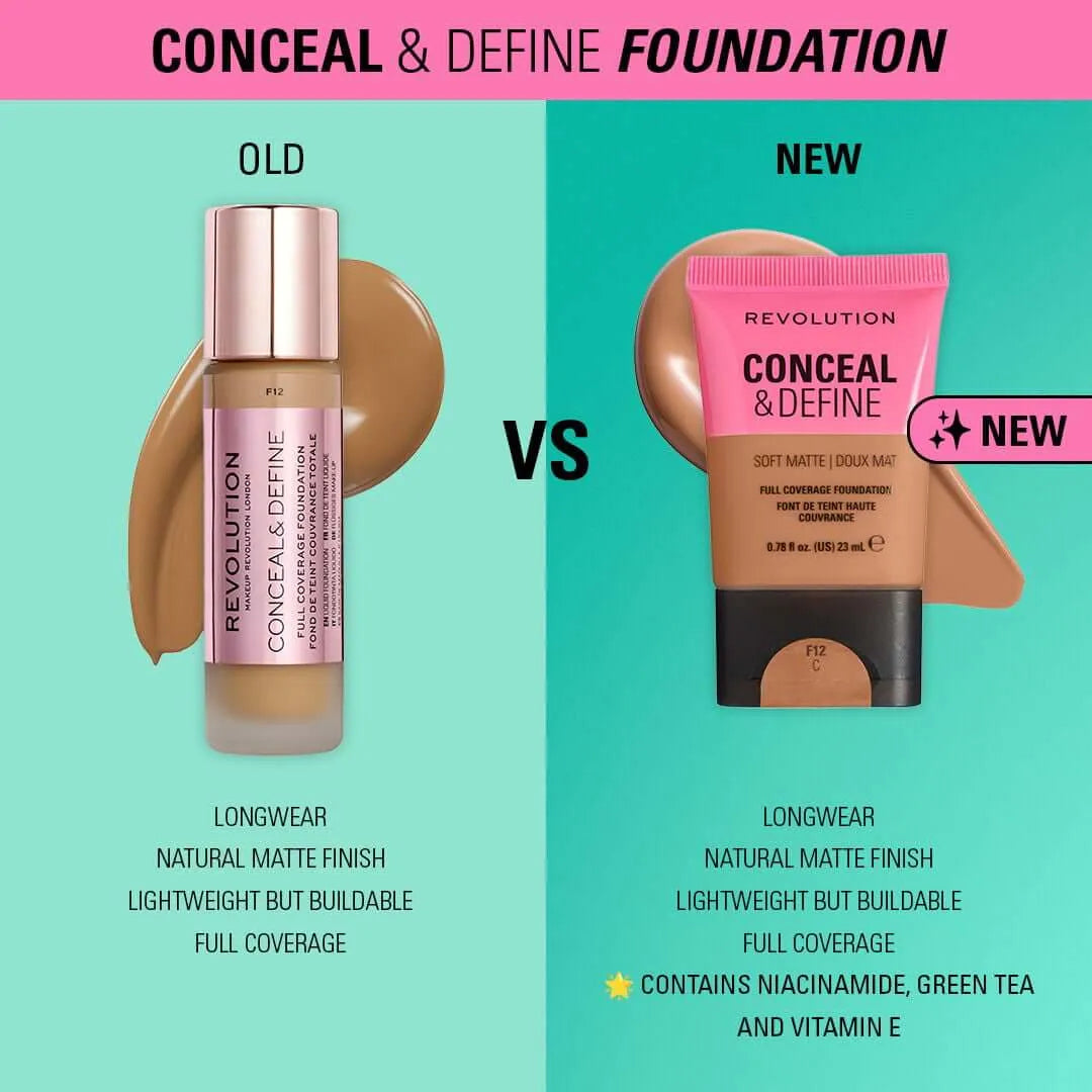 Makeup Revolution Conceal & Define Soft Matte Tube Foundation - 23ml