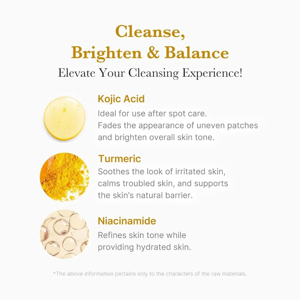 Medicube Kojic Acid Turmeric Toning Cleanser Key Ingredients