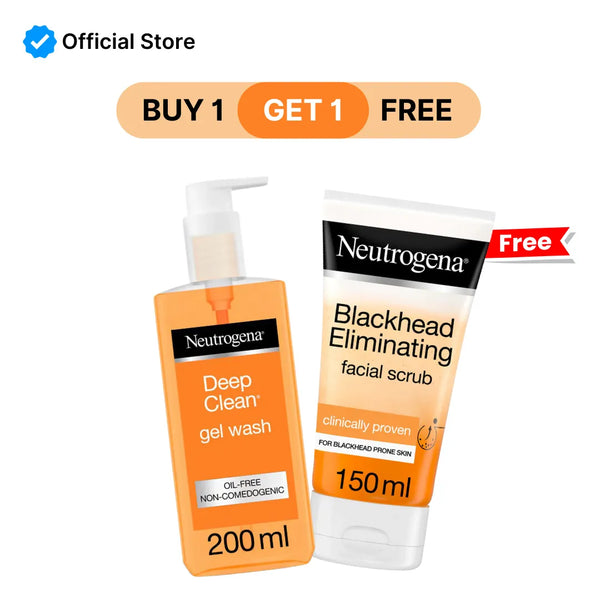 Buy 1 Get 1 Free - Neutrogena Deep Clean Gel Wash + Blackhead Eliminating Facial Scrub