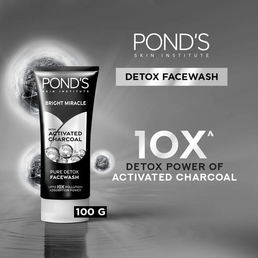 POND'S Bright Miracle Detox Facewash | 10X Power of Activated Charcoal- 100g