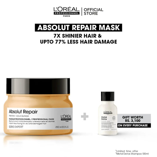 Absolute repair mask and Free metal detox shampoo