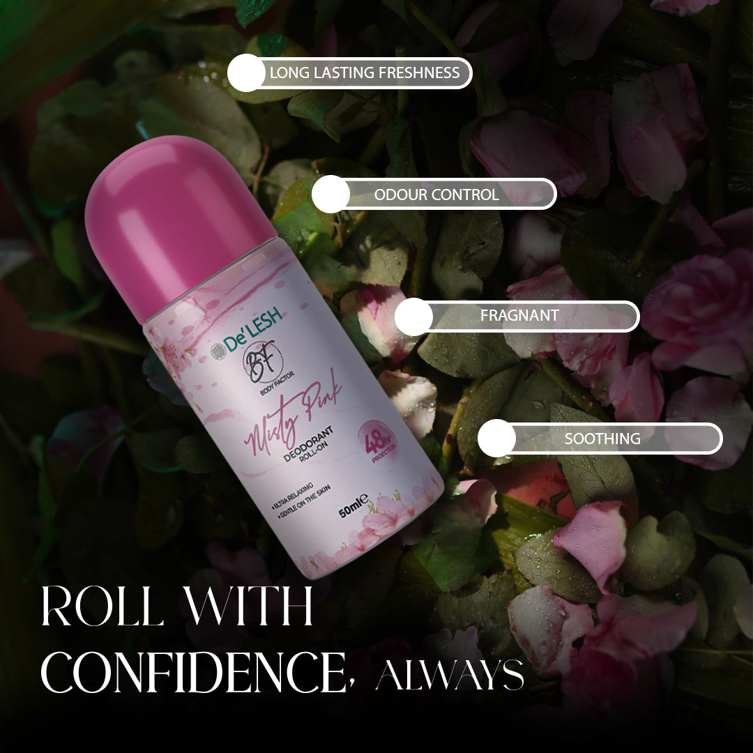 Delesh Body Factor Roll On Misty Pink - 50ml