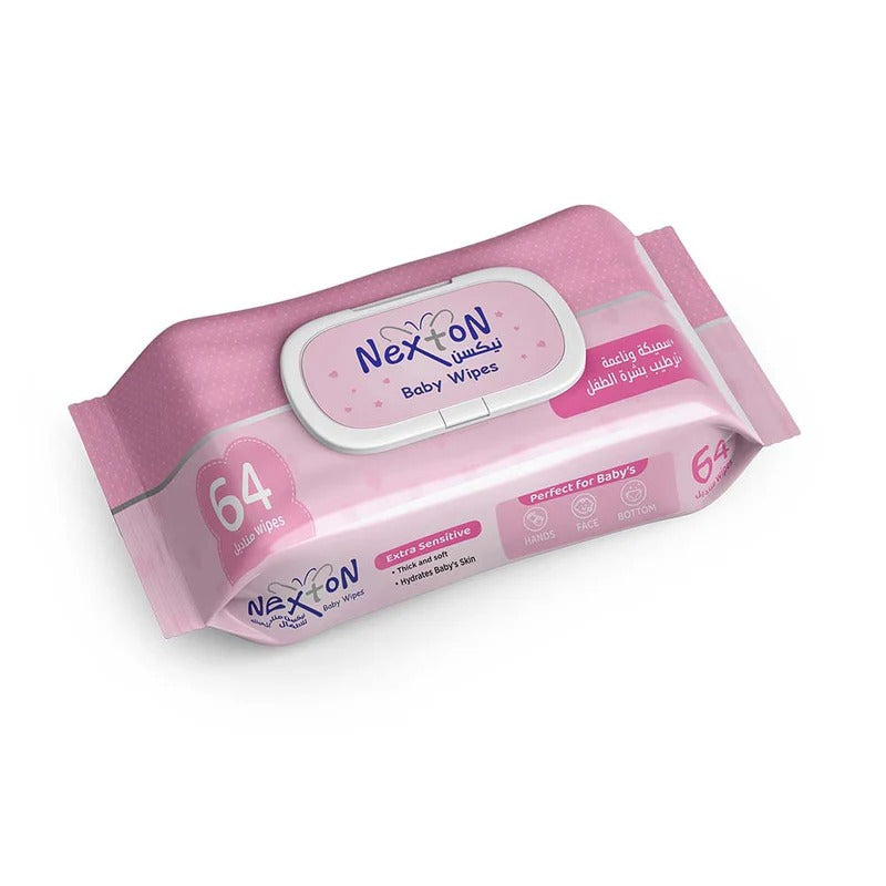 Nexton Baby Wipes Extra Sensitive Alcohol Free 64 Pcs Pack