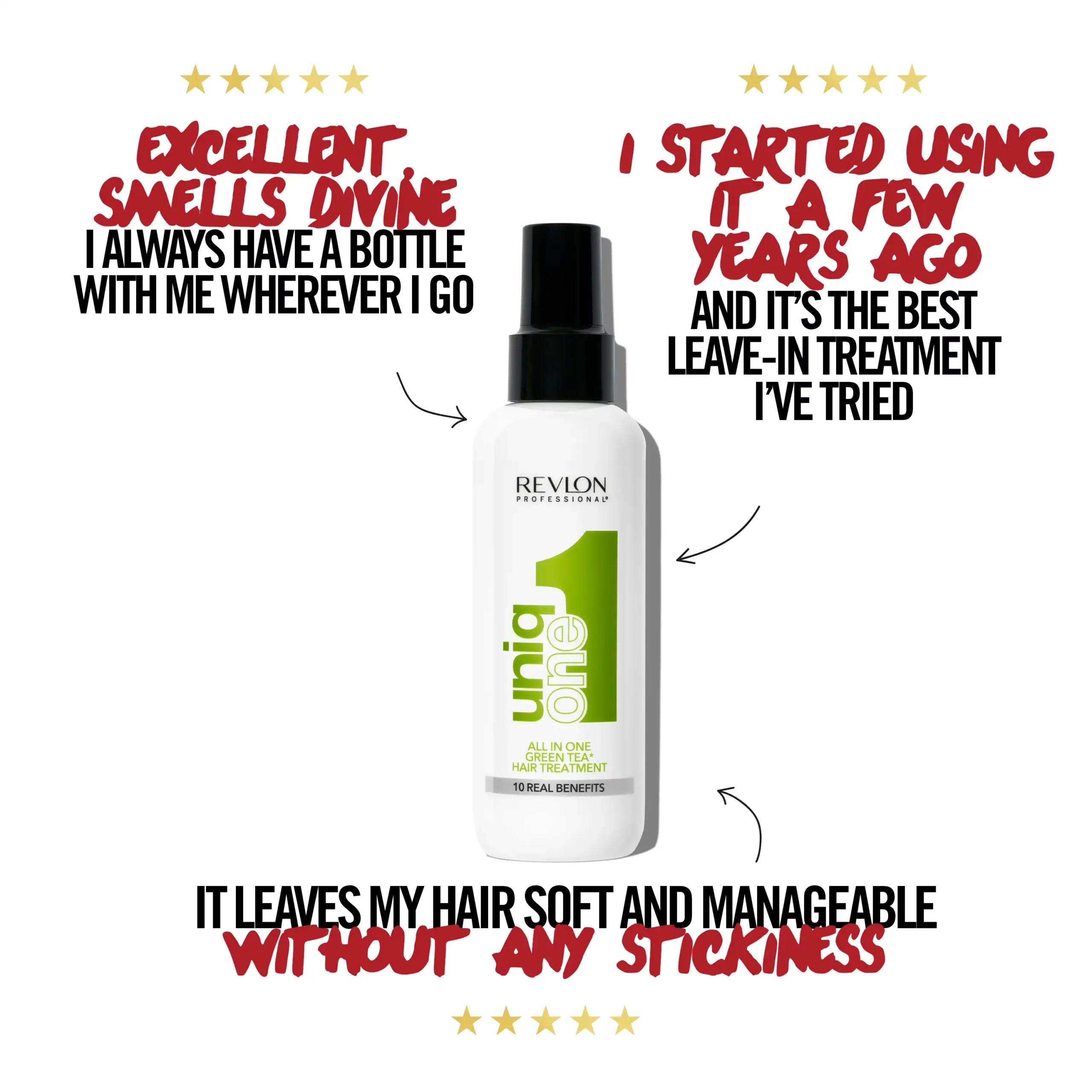 Revlon Professional UniqONE™ Repair Hair Spray Leave-In Treatment - 150ml - "All-in-One" 10 Benefits Hair Serum - Green Tea Fragrance