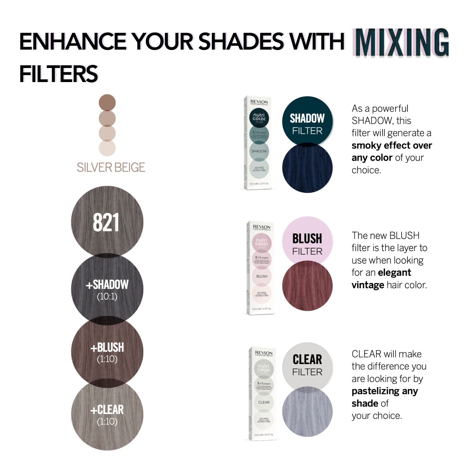 Revlon Professional Nutri Color™ Filters 3-In-1 Hair Color - Silver Beige 821 - 100ml
