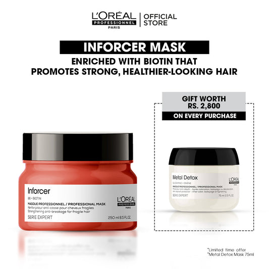 Loreal Professionnel Serie Expert Inforcer Mask - 250ml + Free Metal Detox Mask - 75ml