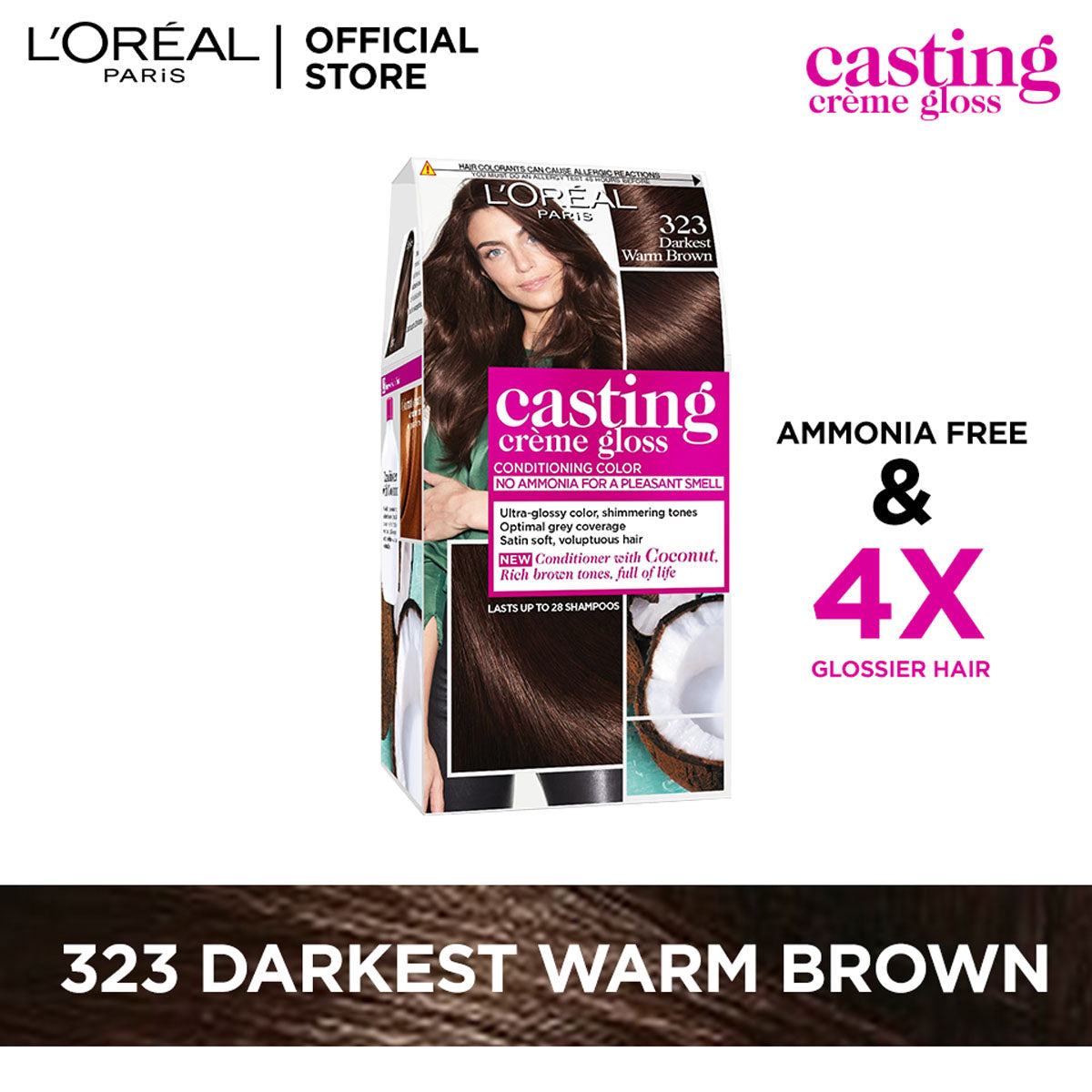 LOreal Paris Casting Creme Gloss - 323 Darkest Warm Brown